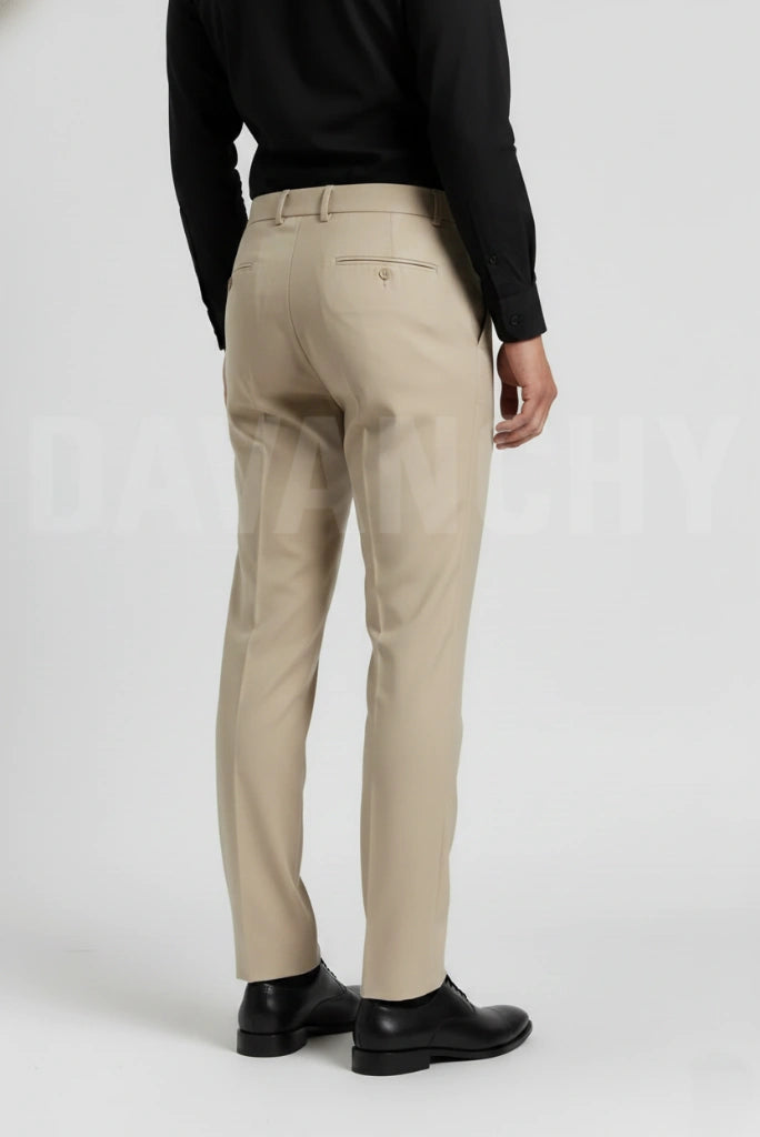 Men Beige Formal Pant-Back