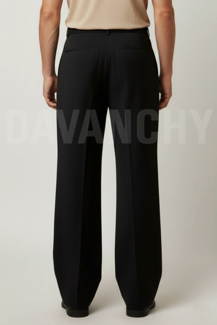 Men Black Wide Leg Gurkha Style Formal Readymade Pants