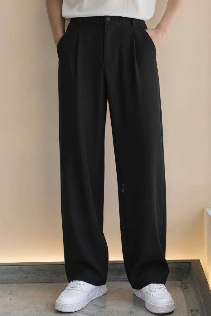 Men Black Korean Trouser-Front