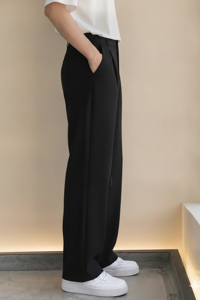 Black Loose Fit Trouser Men-Side