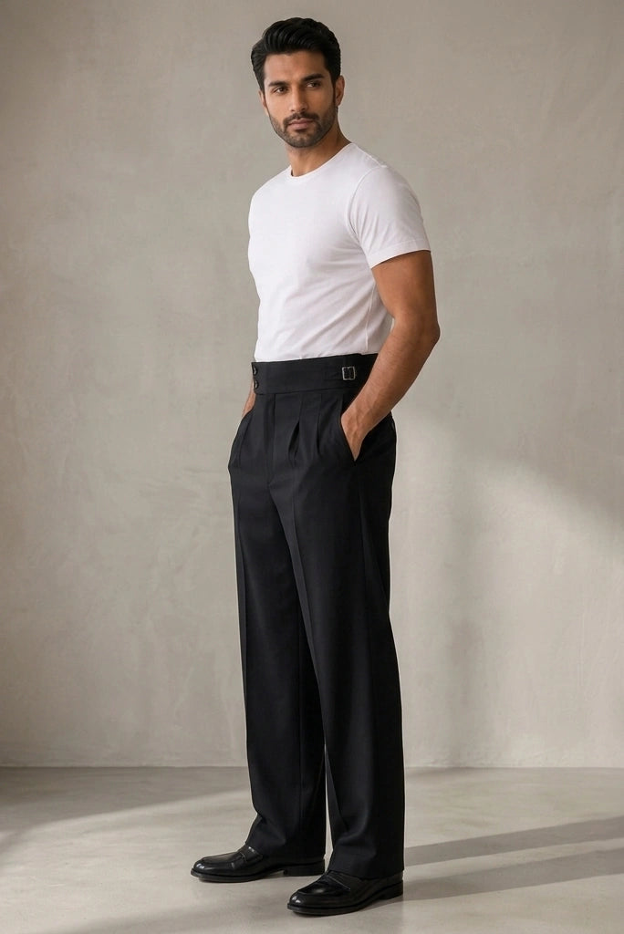 Black Trouser Side Buckle Adjuster Close-Up
