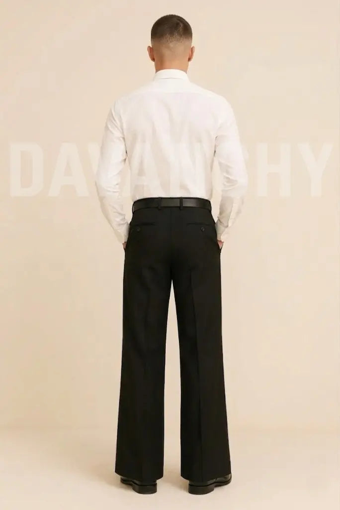 Black Designer Boot Cut Pant-Back