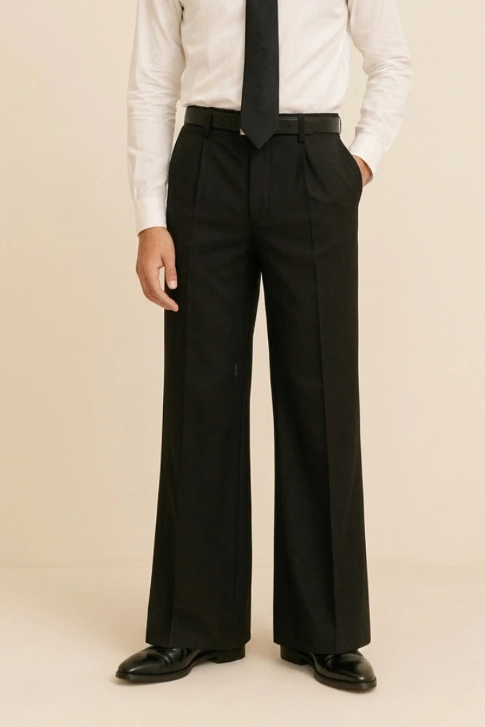 Black Bootcut Design Pant For Him-Front