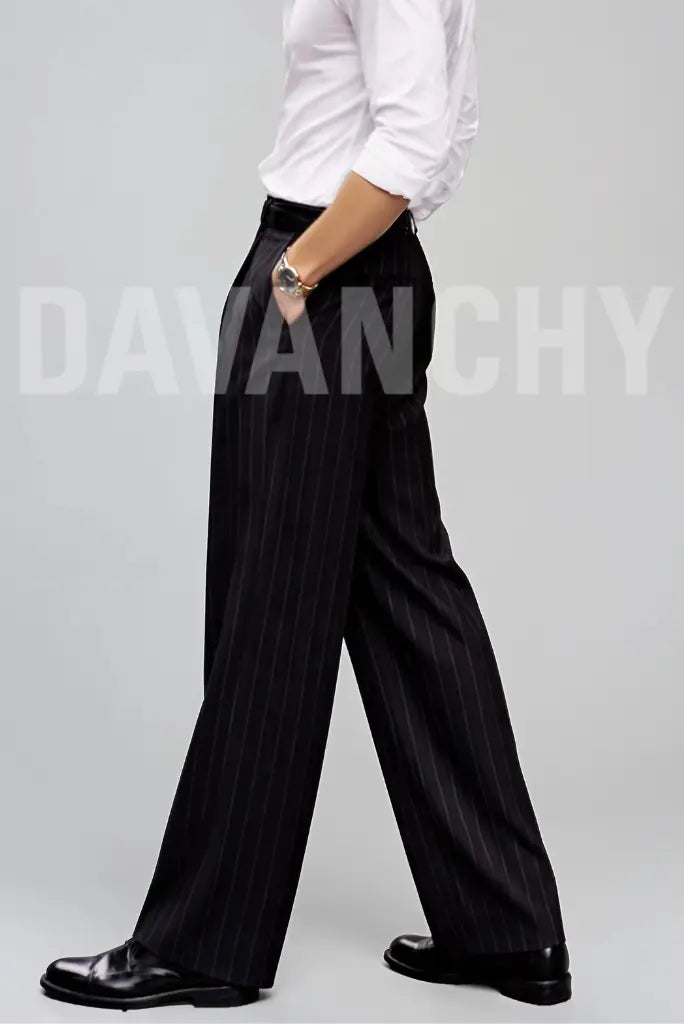 Men Premium Formal Wide Leg Pinstripe Trouser-Side