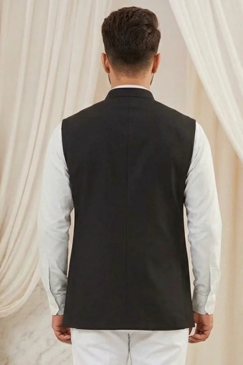 Premium Black Waistcoat For Party and Festive Wear