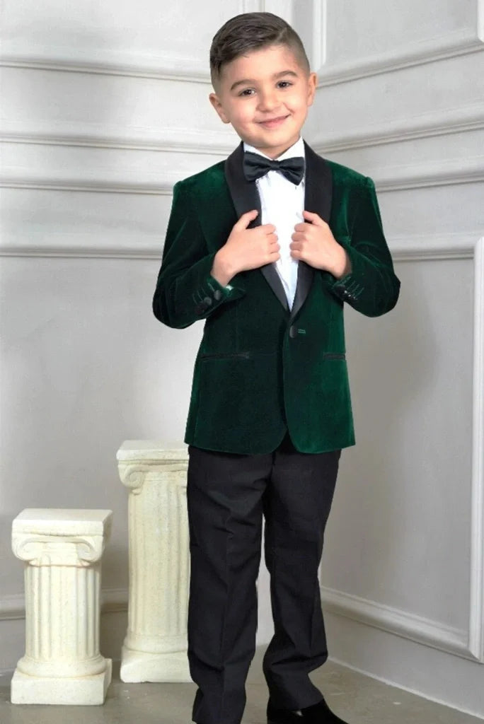 BoyDarkGreenSuitVelvet-front