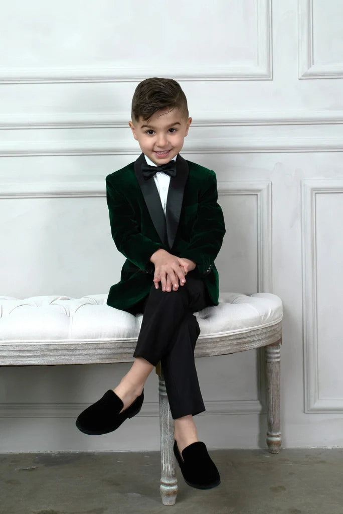 Dark green two piece velvet suit