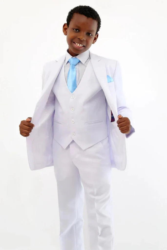 Boy white three piece wedding suit