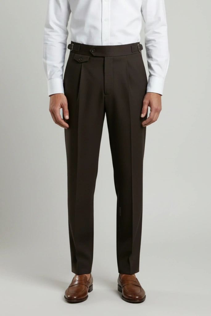 Brown Front Pleated Pant for Men-Front