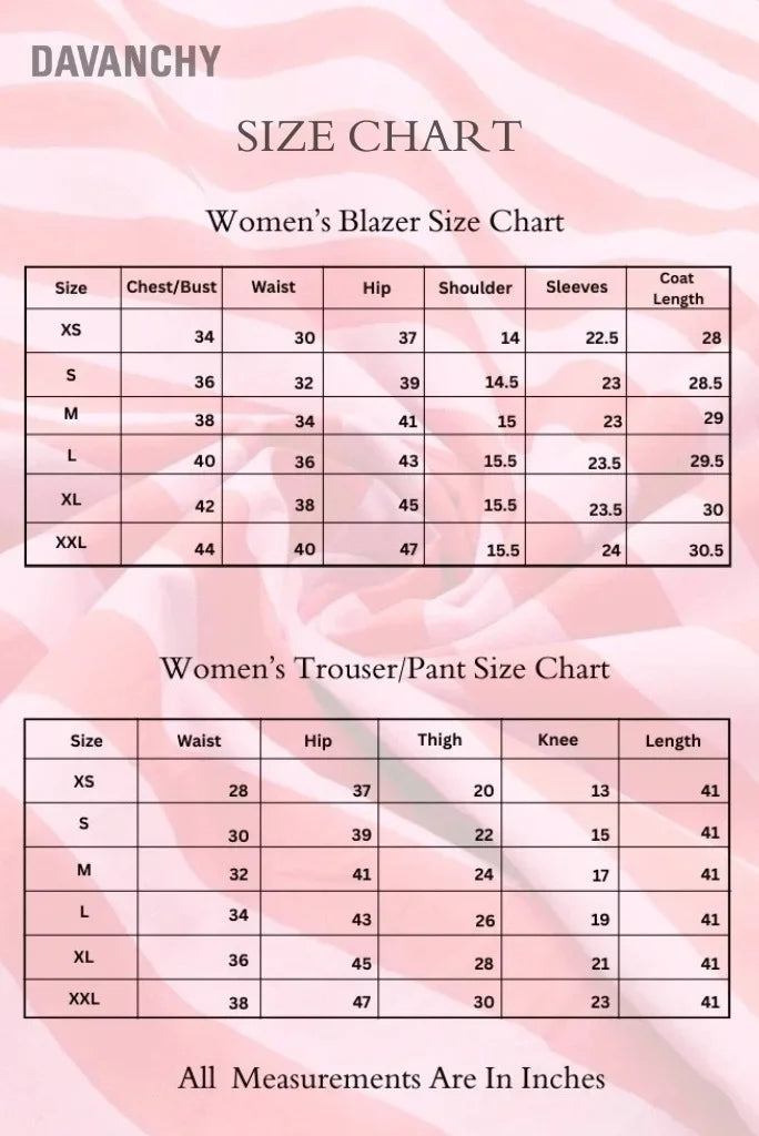 CO-OR DSET SIZE CHART