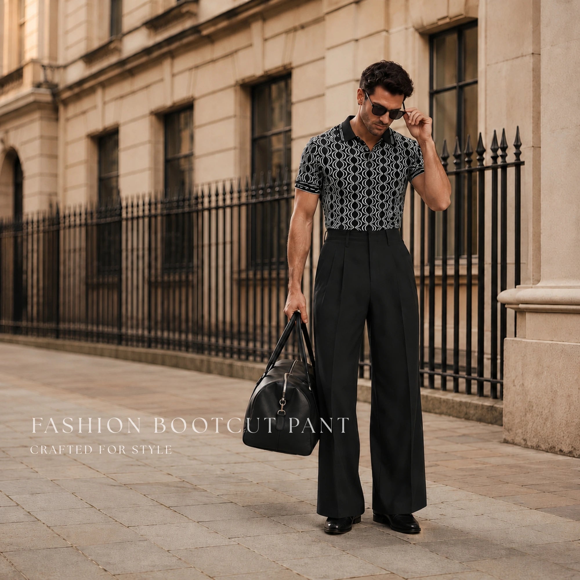 Men Black Bootcut Pant