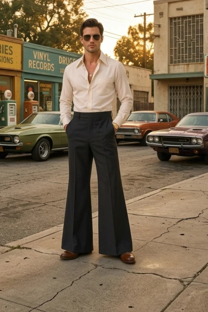 High Waist Flared Pants for Men Front View