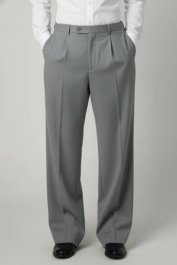 Men Light Grey Stretchable Formal Loose fit Pant-Front