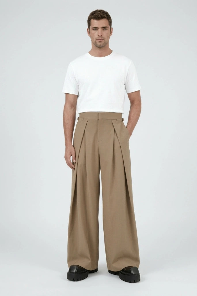 Men Premium Front Pleated Palazzo Pant-Front