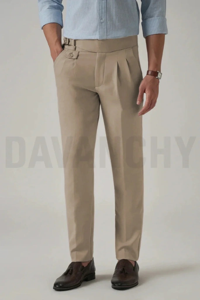Men Beige Formal Gurkha Pant-Front