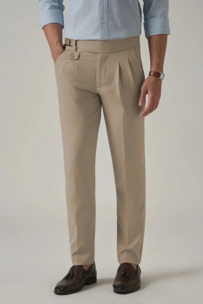 Men Beige Gurkha Pant-Front
