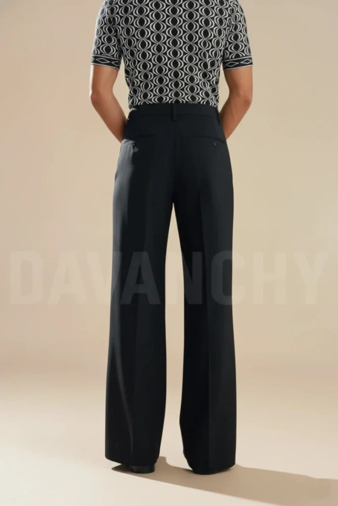 Black Bootcut Formal Pant for Men-Back