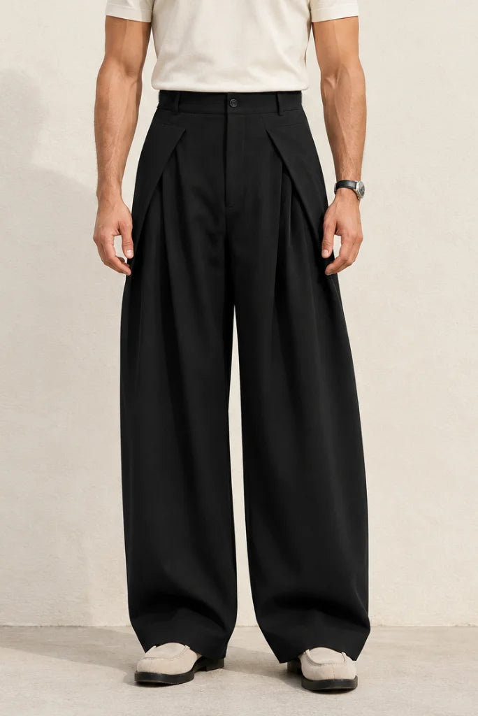 Men’s Black High Waist Trouser Front