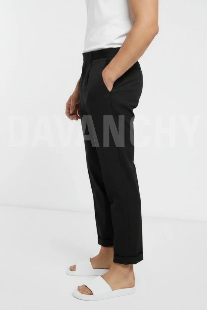 Korean style black trouser men-Side