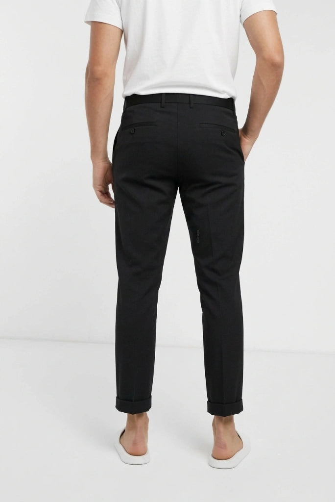 Men Black Casual Pleated Pant Stylish Ankle Pant