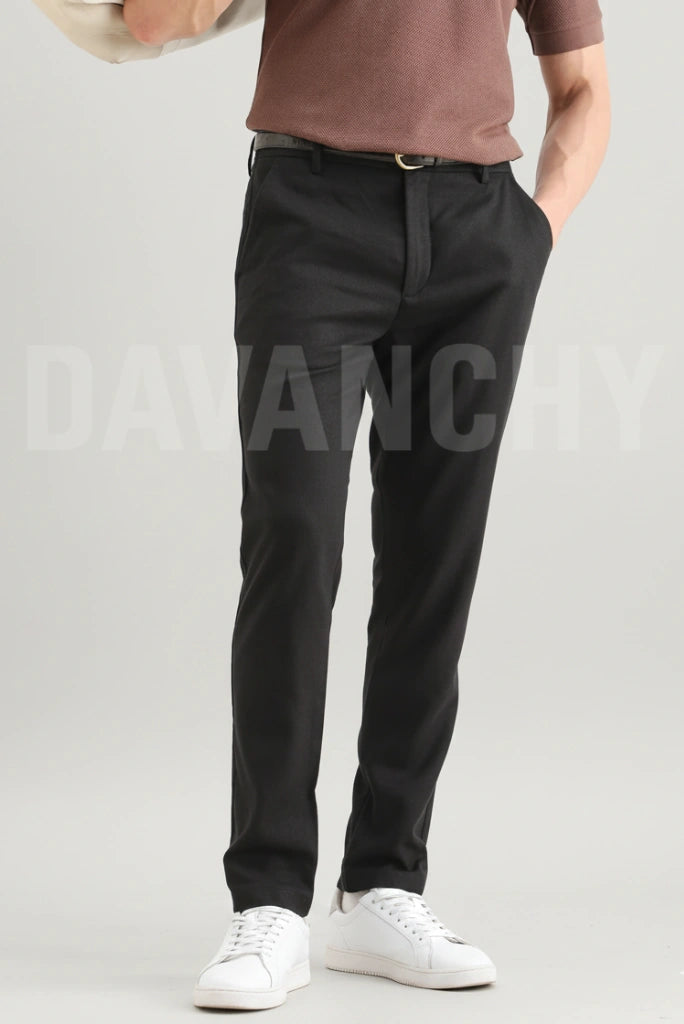 Men Premium Black Formal Trouser-Front