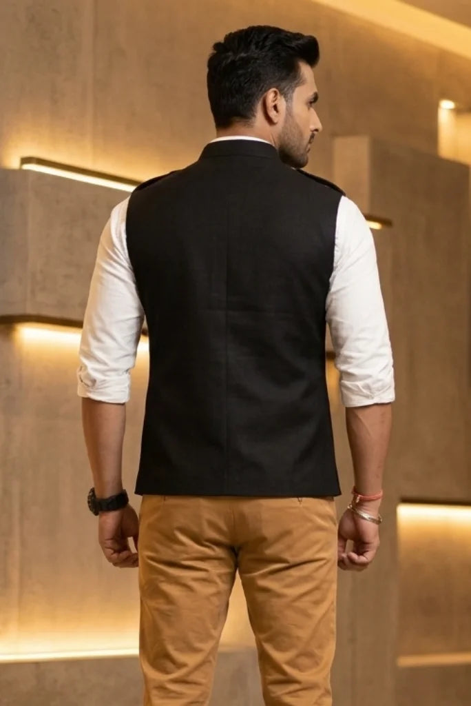 Black Hunter Jacket with Classic Design for Men’s – Back 