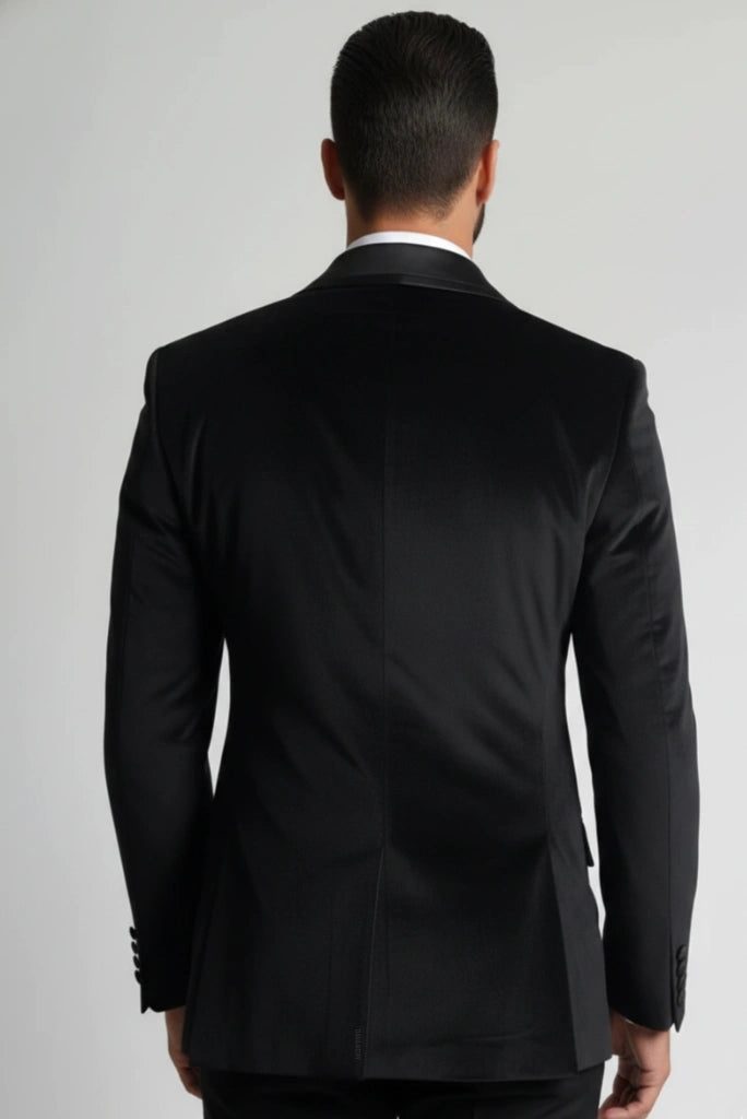 Black Double Breasted Blazer for Men-Back