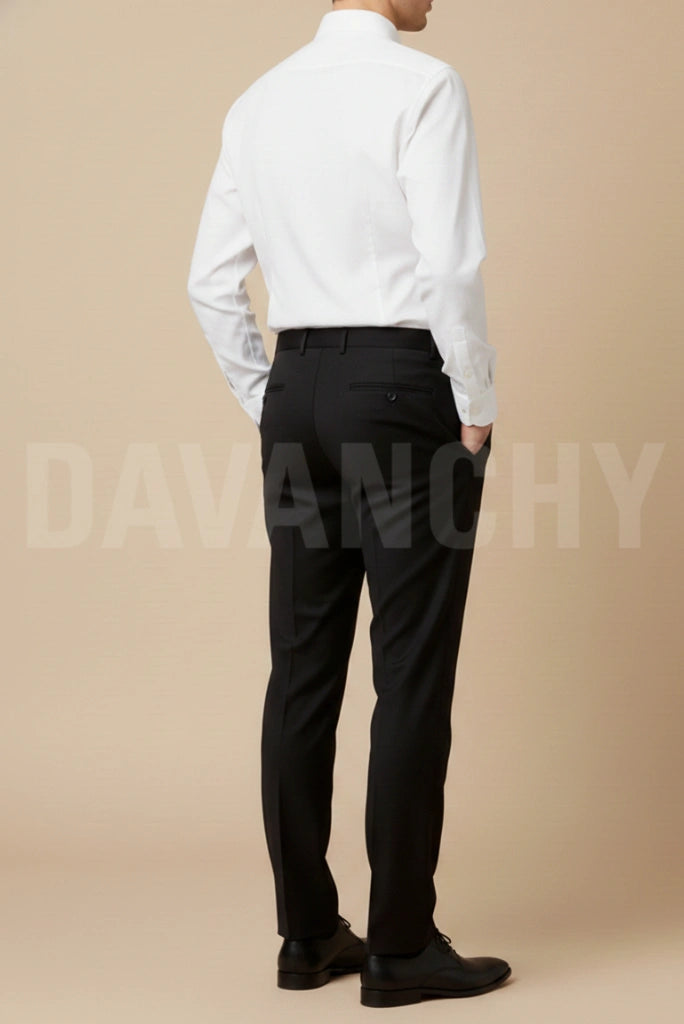 Black front pleated fashion pants men-Back