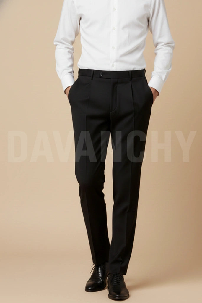 Mens office wear trousers black-Front