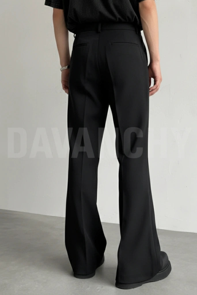 Men black bootcut pants-Back
