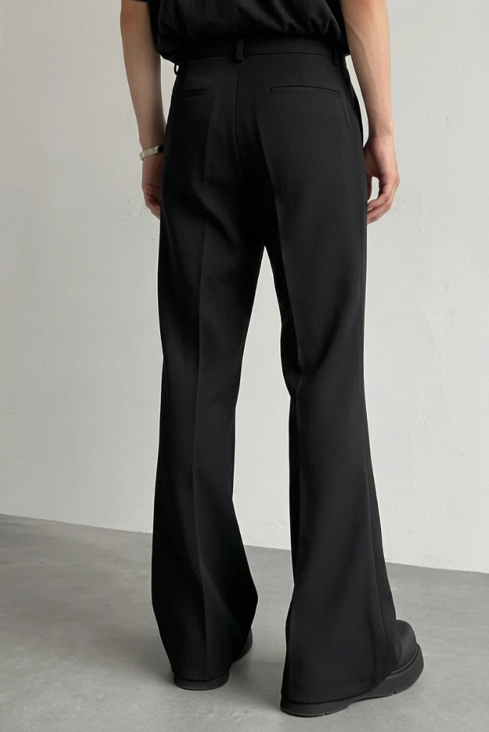 Black Wide Leg Bootcut Pant Men-Back