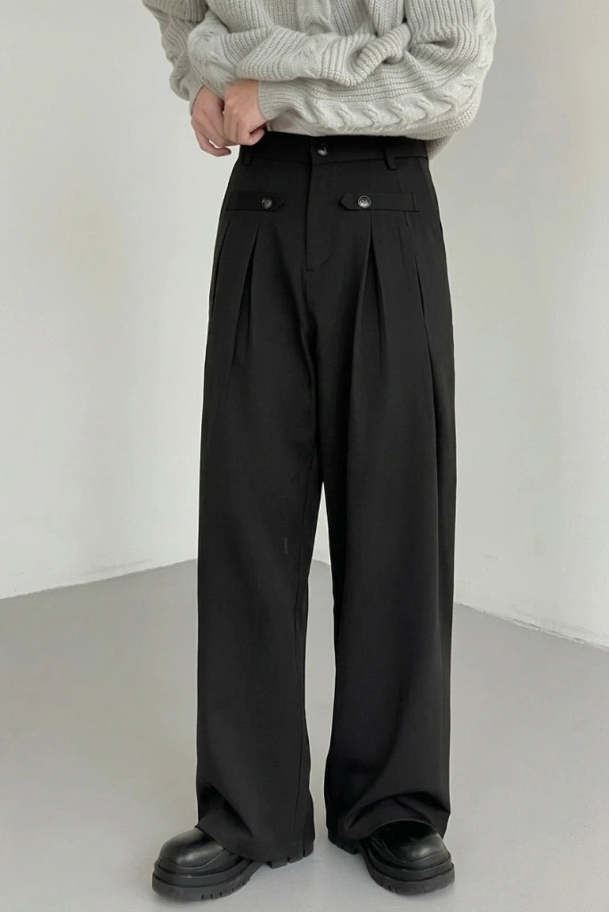 Black Flared Trouser for Men-Front