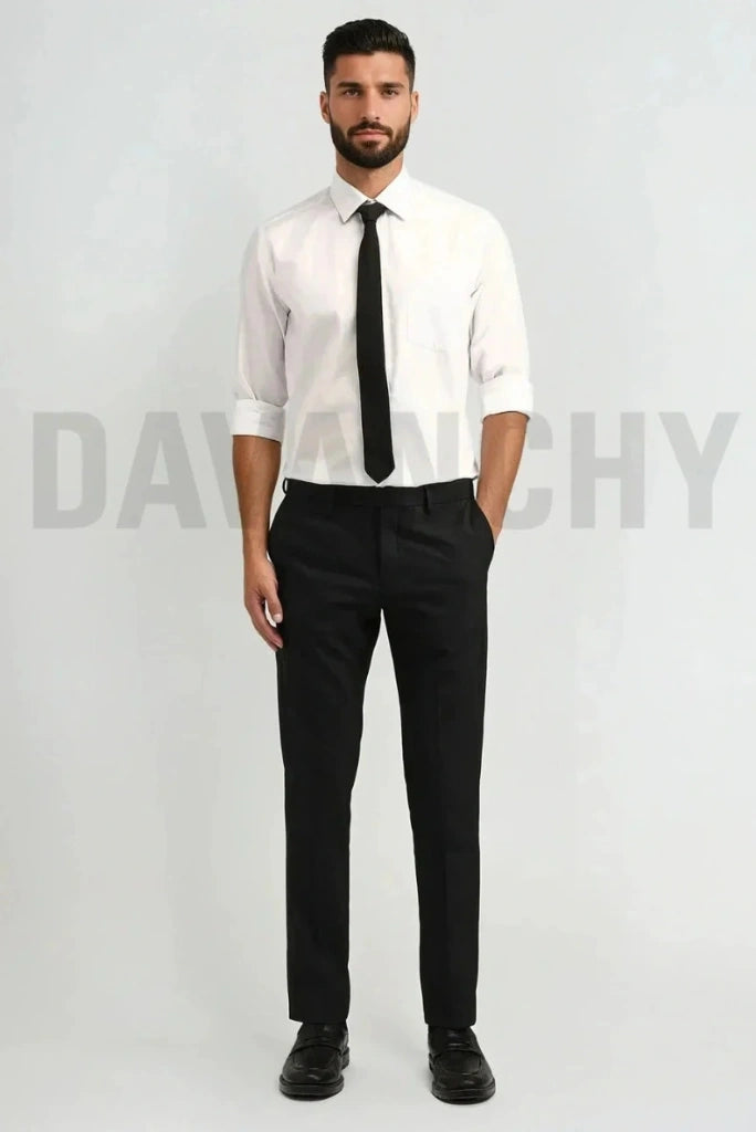 Men Black Formal Pant Readymade-Front