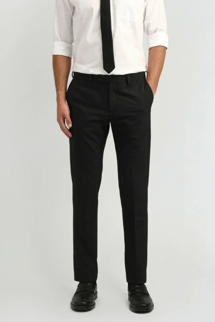 Premium Black Elastic Waist Formal Pant-Front