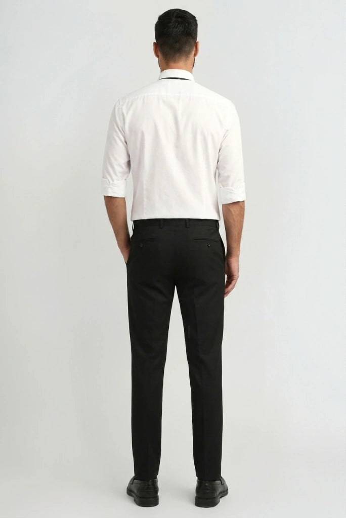 Smart Fit Black Elastic Formal Pant-Back