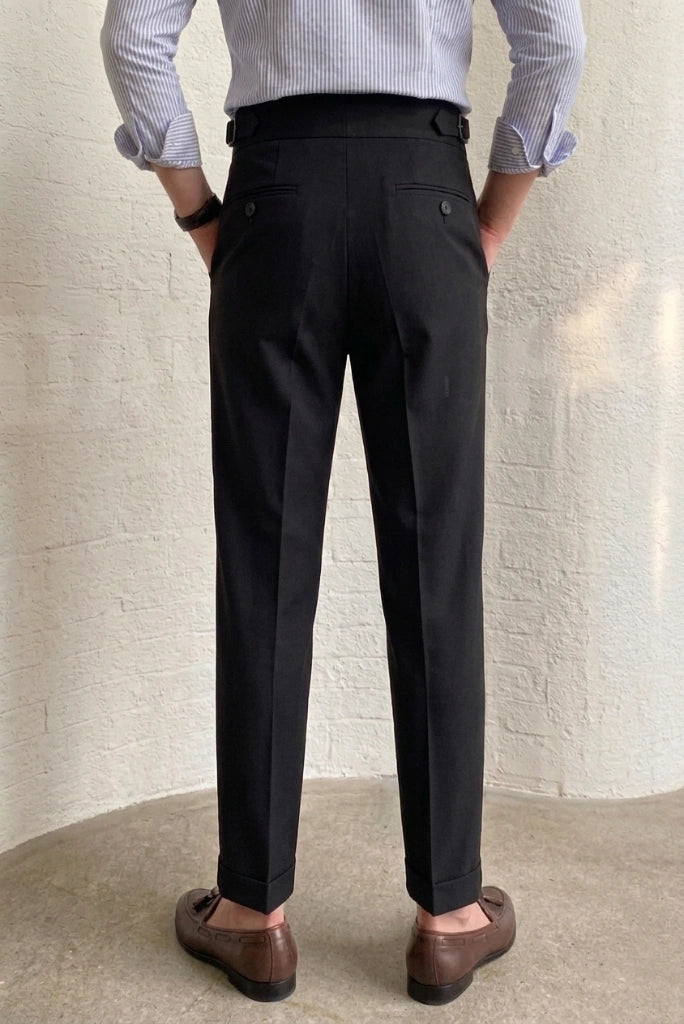 Men Black Gurkha Formal Trouser-Back