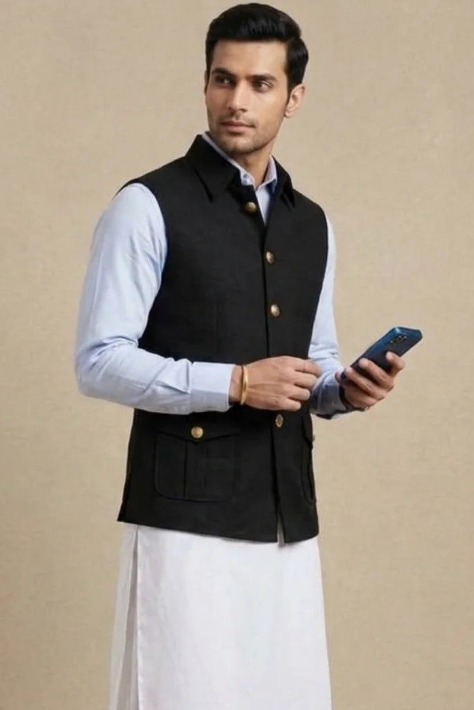 Black Safari Jacket for Men with Stylish Fit – Different