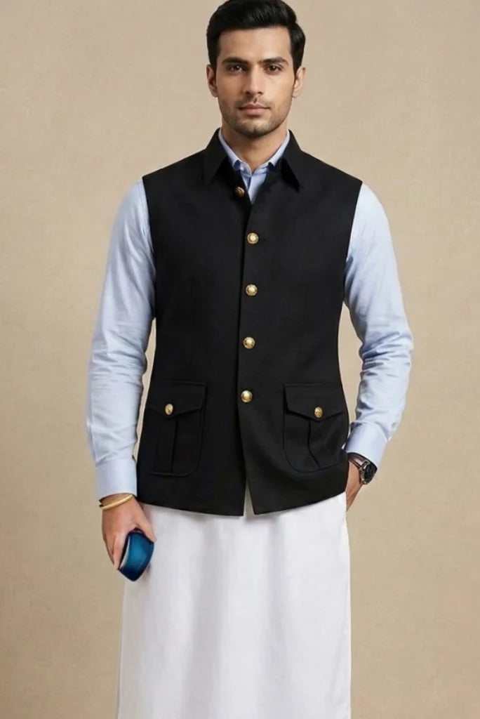 Black Stylish Hunter Jacket for Men – Front 