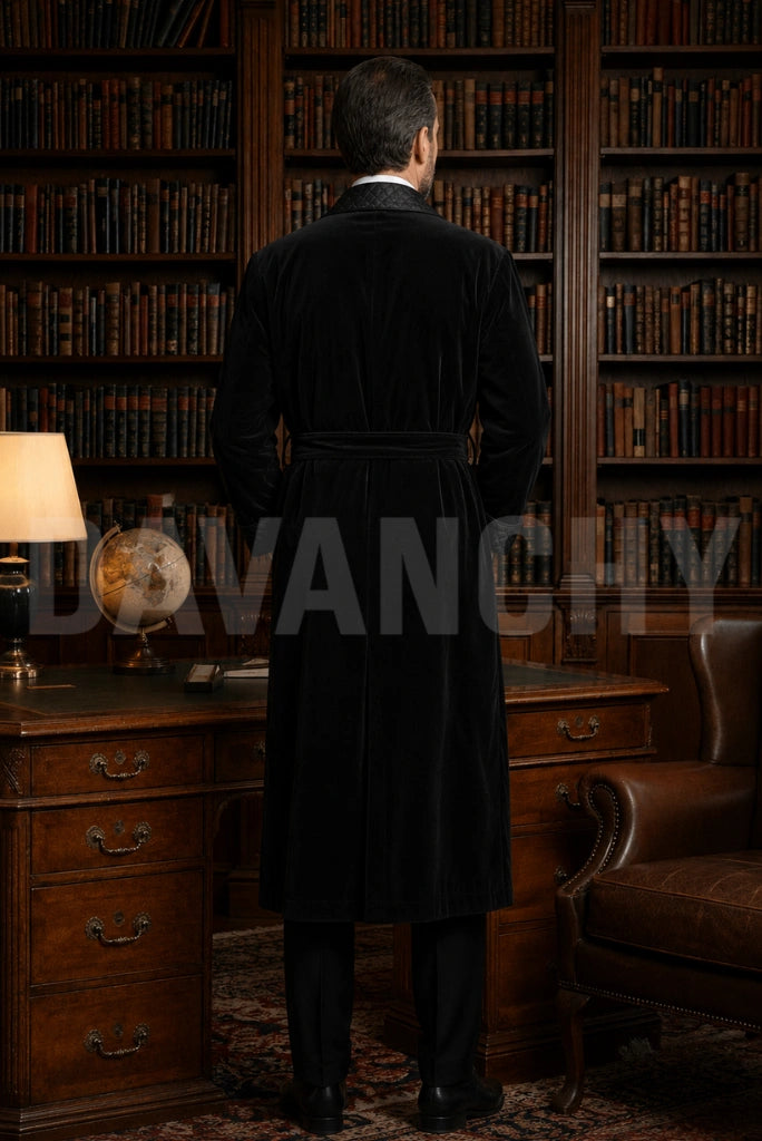 Formal Black Velvet Party Wear Jacket-Back