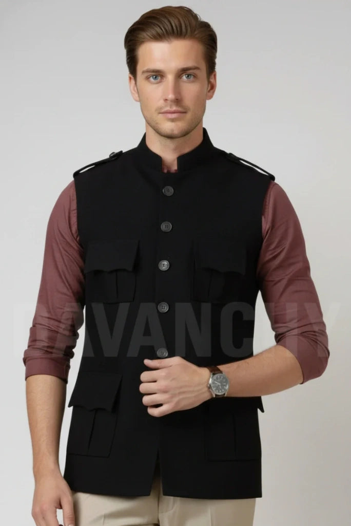 Premium Black hunter jacket for Men-Front