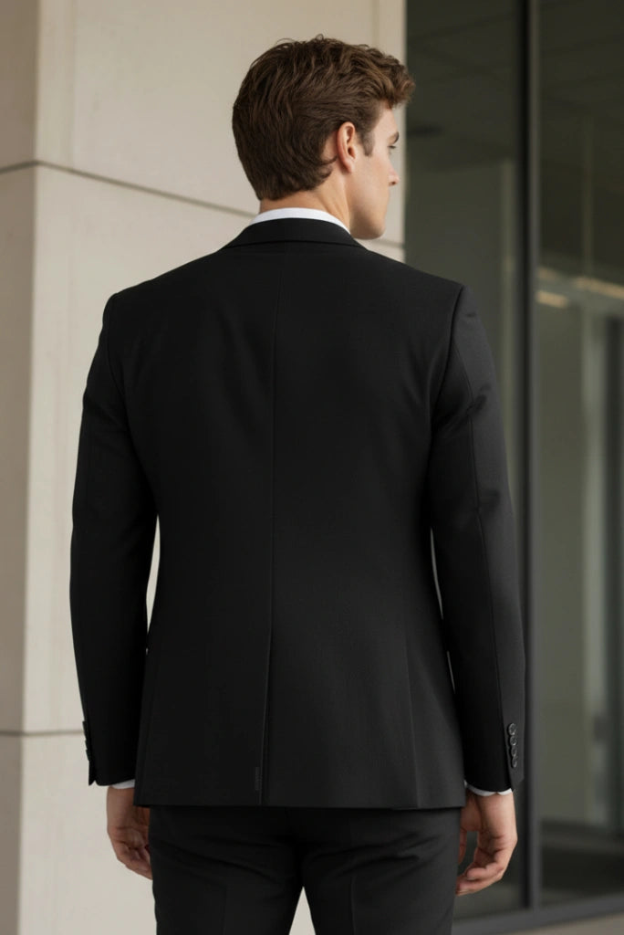 Black Wedding Coat for Men-Back