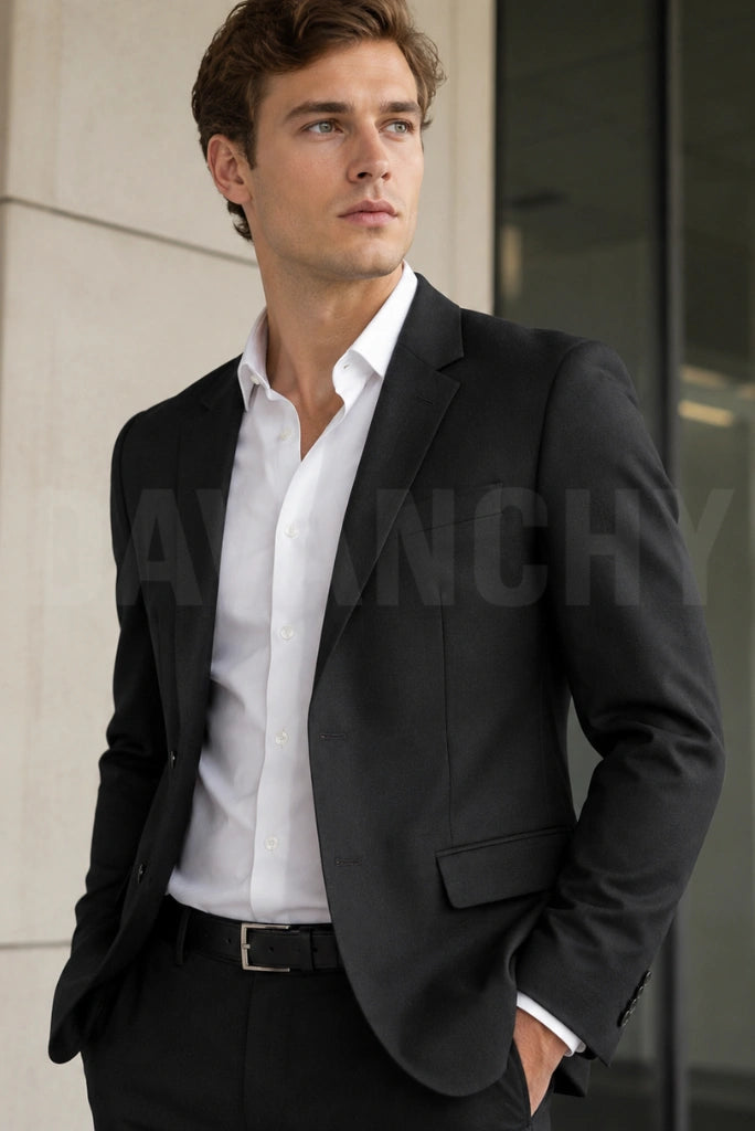 Black formal blazer men-Front