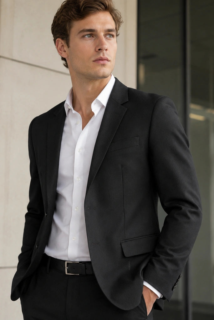 Men Black Party Wear Formal Coat-Front