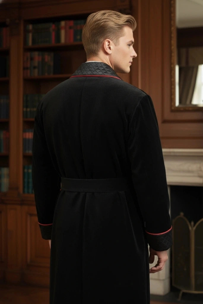 Men Black Velvet Smoking Jacket Premium | Winter Dinner Robe