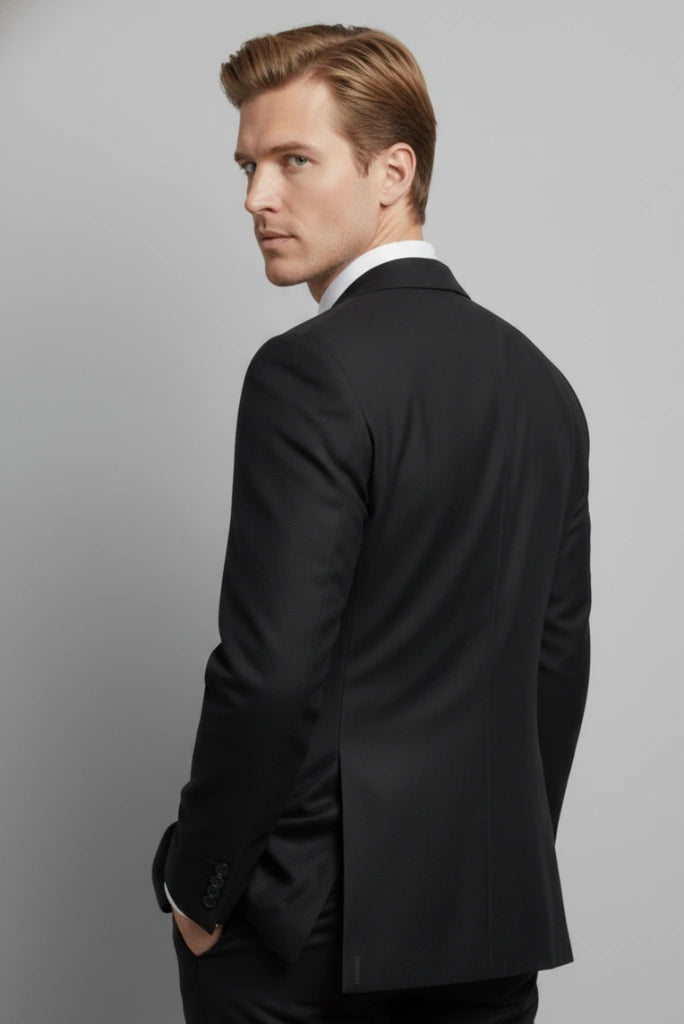 Black Reception Coat for Men-Back