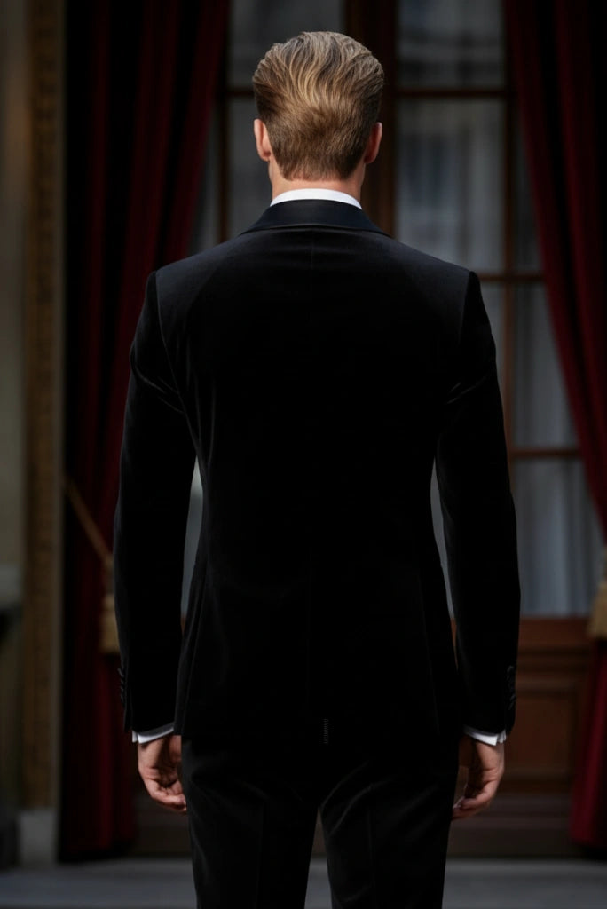 Premium Black Smoking Jacket-Back