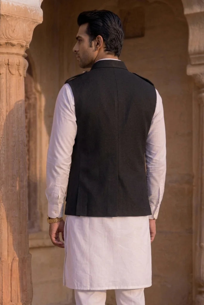 Black Vintage Style Coat for Men&