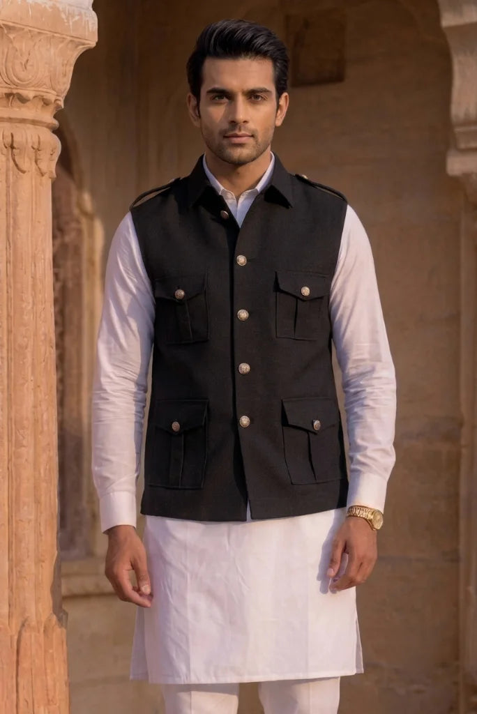 Men's Black Tweed Hunter Jacket – Front