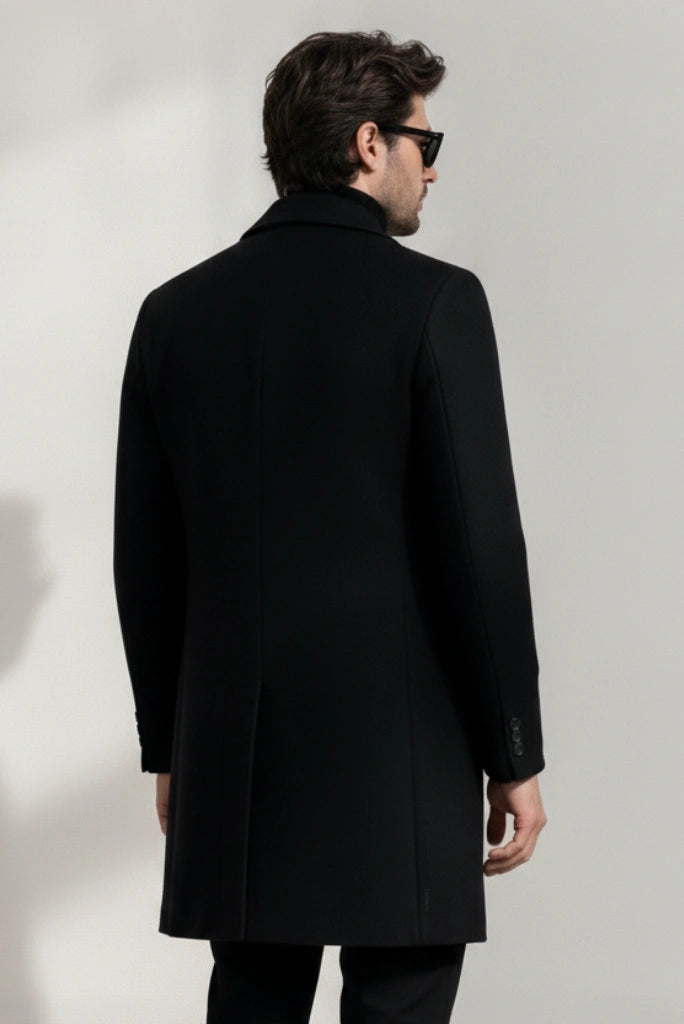 Men Premium Tweed Overcoat-Back