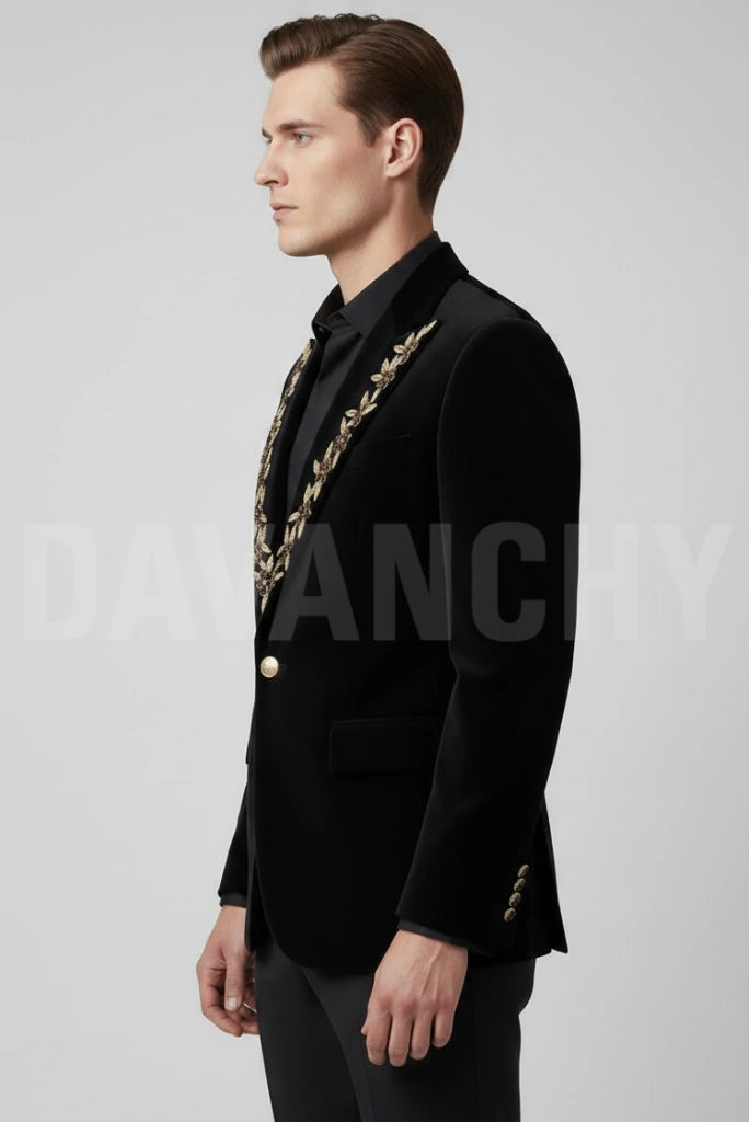 Designer Embroidered Blazer for Men-Side